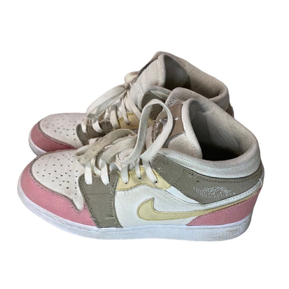 Nike Air Jordan 1 Mid Pastel Grind Gs Size 5.5y Pink Green White Dj0338 100 Rare